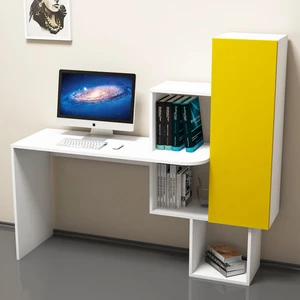 Variant Concept Açelya Kitaplıklı Çalışma Masası Beyaz - Sarı