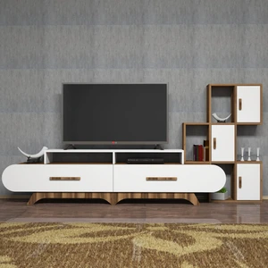 Variant Concept Flora Duvar Raflı Tv Ünitesi Ceviz - Beyaz