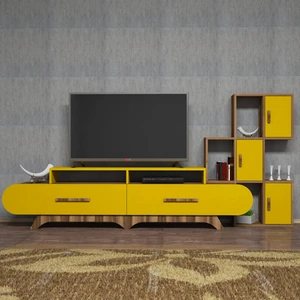Variant Concept Flora Duvar Raflı Tv Ünitesi Ceviz - Sarı
