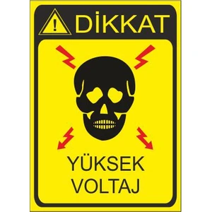 Este Uyarı Levhaları Dikkat Yüksek Voltaj 25 X 35 Cm Uyarı Levhası