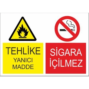 Este Uyarı Levhaları Tehlike Yanıcı Madde Sigara İçilmez 25 X 35 Cm Uyarı Levhası
