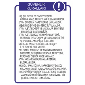 Este Uyarı Levhaları Güvenlik Talimatı 25 X 35 Cm Uyarı Levhası