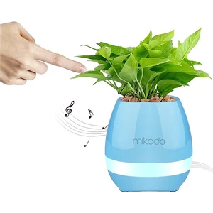 MD-P15BT Mavi TF Kart Destekli Çiçek Saksı Akıllı Dokun Bluetooth Speaker