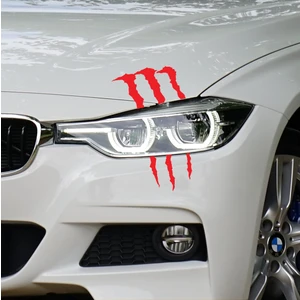 Far İçin Monster Pençe - Oto Sticker - 17x20 cm Kırmızı