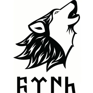 Uluyan Kurt Silüeti + Göktürkçe Türk Yazısı - Oto Sticker - Siyah
