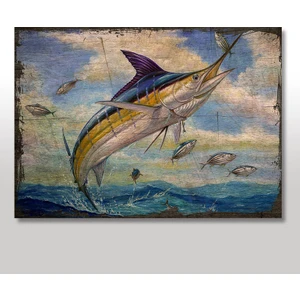 Ahşap Tablo Avcı Kılıç Balığı