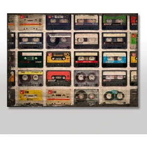 Ahşap Tablo Nostaljik Müzik Kasetler