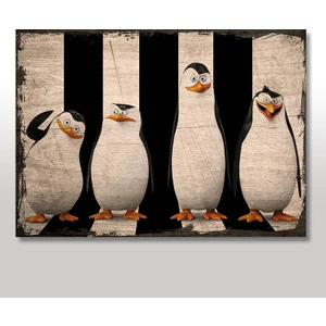 Ahşap Tablo Madagaskar Penguenleri