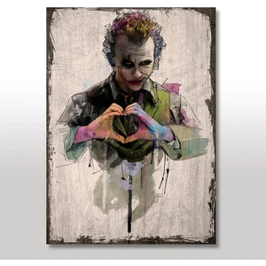 Ahşap Tablo Joker Kalp Resmi