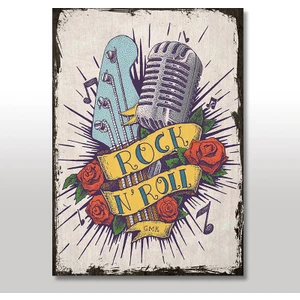 Ahşap Tablo Retro Rock on roll Şekilli