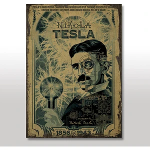 Ahşap Tablo Nikola Tesla Şekilli