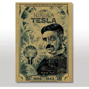 Ahşap Tablo Nikola Tesla Baskılı