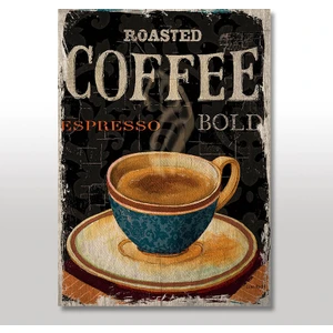 Ahşap Tablo Espresso Afişi Şekilli