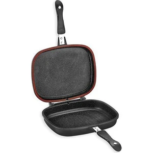 Kare Double Grill Pan 34 Cm Çift Taraflı Tava-siyah