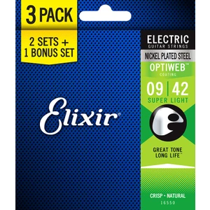 16550 Optiweb Coating Nickel Plated Steel 3'lü Set Elektro Gitar Teli (9-42)