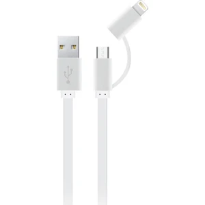 S-link ANC-KC20B Beyaz USB Micro/Lightning 2 in 1 1m Plastik Flat Kablo