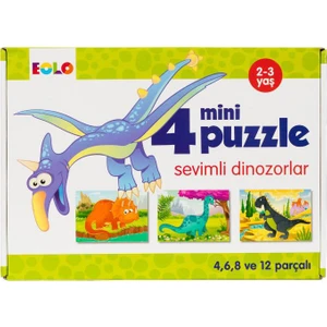 4 Mini Puzzle :Sevimli Dinazorlar