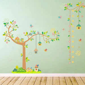 Crystal Kids Ağaç ve Kuşevleri Bebek ve Çocuk Odası Boy Ölçer PVC Duvar Sticker