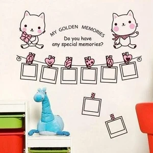 Crystal Kids Kedili Fotoğraf Resim Çerçeveli Bebek ve Çocuk Odası PVC Duvar Sticker