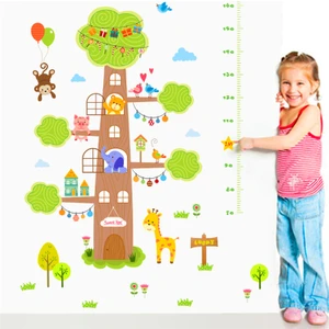 Crystal Kids Ağaç Ev Sevimli Hayvanlar Boy Ölçer Bebek ve Çocuk Odası Duvar Sticker