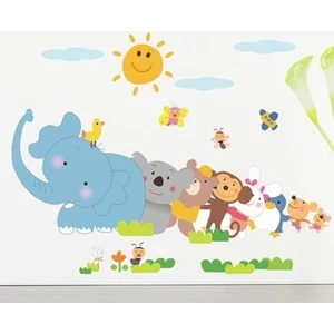 Crystal Kids Palmiye ve Sıralı Hayvanlar Çocuk ve Bebek Odası PVC Duvar Sticker