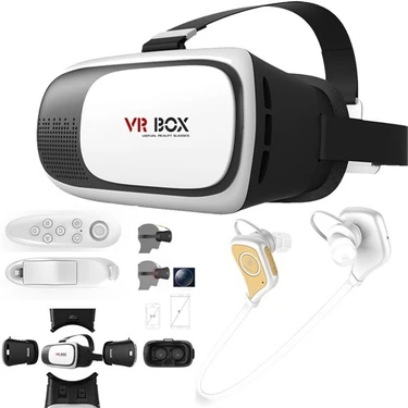 Vr Box Sanal Gerçeklik Gözlüğü Bluetooth Kulaklık Ve Kumanda