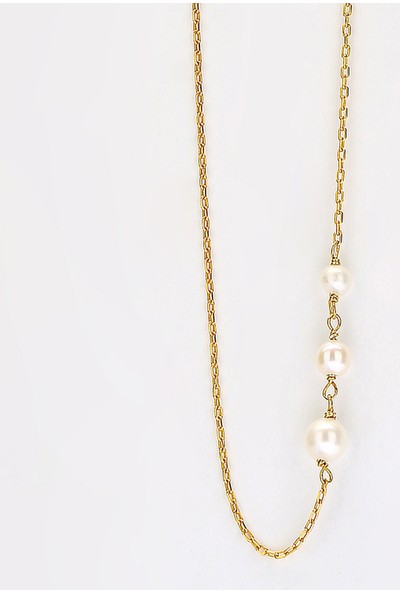 Sufi Design, 24K Altın Kaplama, Küçük Boy Gerçek Yaprak, Gümüş İncili Kolye Hbr3261
