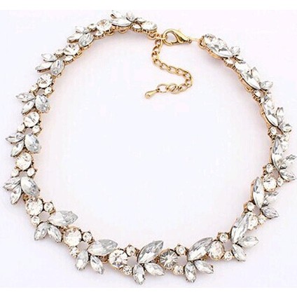 Lüks Kristal Çiçekli Altın Kaplama Chokers Kolye fiyatları