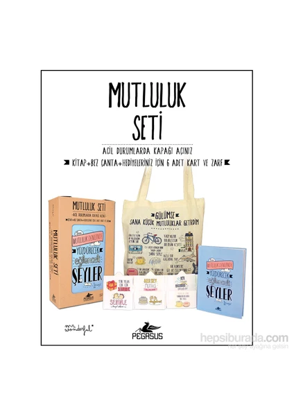 Mutluluk Seti (Kitap + Bez Çanta + Hediyeleriniz İçin 6 Adet Kart - Mr. Wonderful