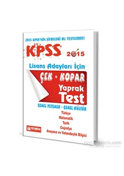 Teorem 2015 Kpss Genel Yetenek Genel Kültür Çek Kopart Yaprak Test