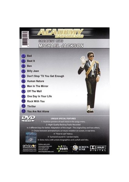 Karaoke Academy Karaoke Dvd Michael Jackson Greatest Hits fiyatları