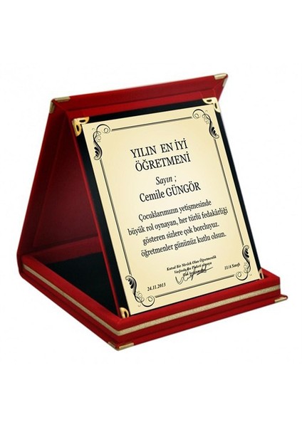 1001 Hediye Öğretmenler Gününe Özel Plaket - Yılın En İyi Öğretmeni