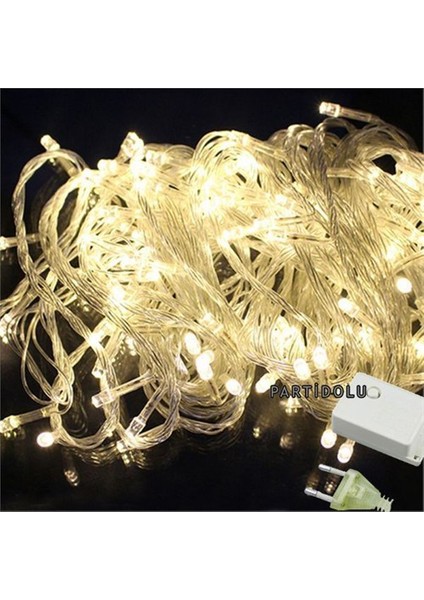 Beyaz Kablolu 100 Ampüllü Led Işık Beyaz Renk 10 Metre