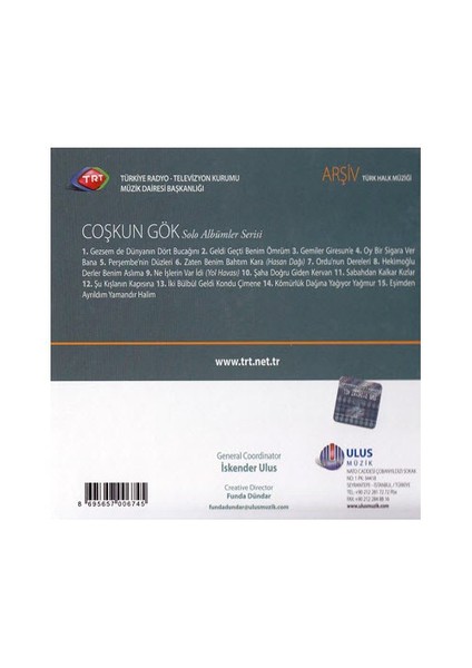 TRT Arşiv Serisi 119: Coşkun Gök - Solo Albümler Serisi (CD) fiyatları