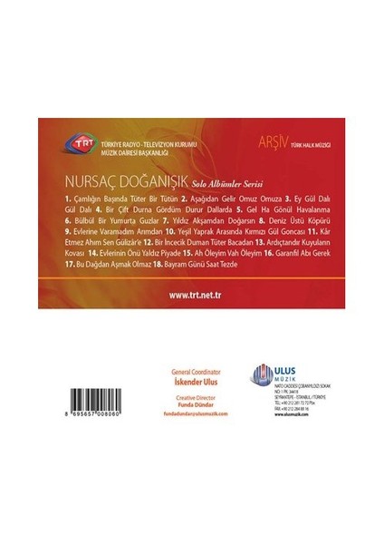 TRT Arşiv Serisi - 210 / Nursaç Doğanışık (Solo Albümler Serisi) (CD)