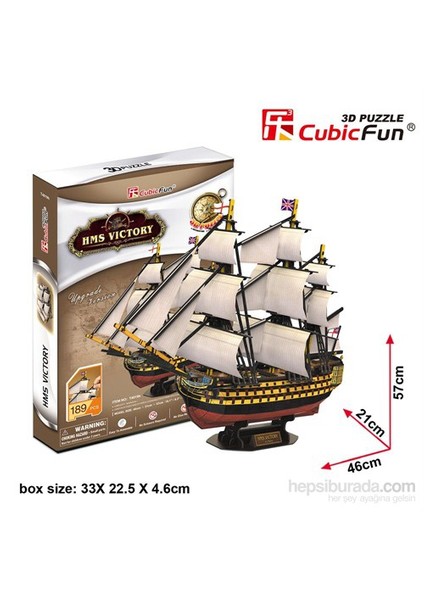 Cubic Fun 3D 189 Parça Puzzle Hms Victory