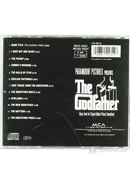 The Godfather - Soundtrack ürün (CD) (plak değildir)