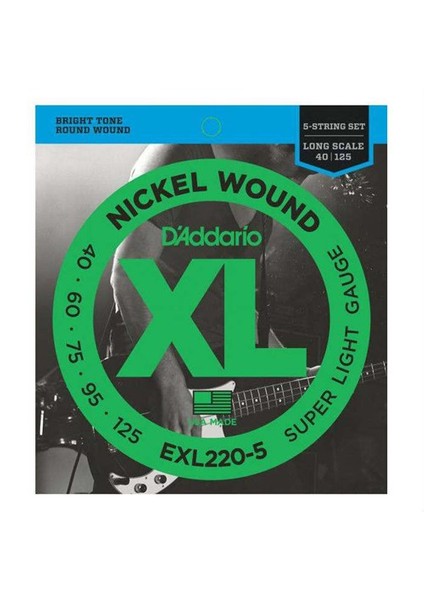 EXL220-5 Long Scale 5 Telli Bas Gitar Teli (40-125)