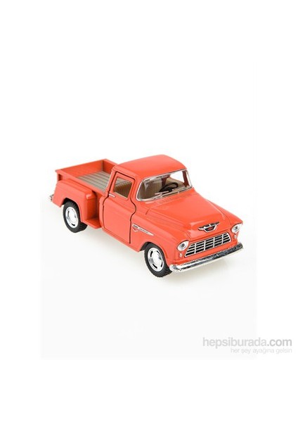 1955 Chevy Stepside Pick-Up Çek Bırak 1/32 Die Cast Model Araç Turuncu