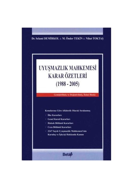 Uyuşmazlık Mahkemesi Karar Özetleri (1988-2005)