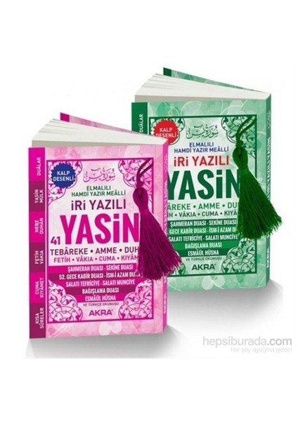 İri Yazılı Yasin-i Şerif Türkçe Okunuşlu Mealli (Kalp Desenli, Çanta Boy) - Elmalılı Muhammed Hamdi Yazır