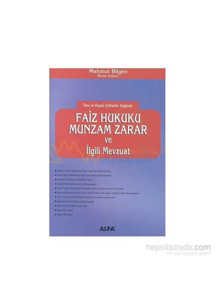 Faiz Hukuku Munzam Zarar-Mahmut Bilgen