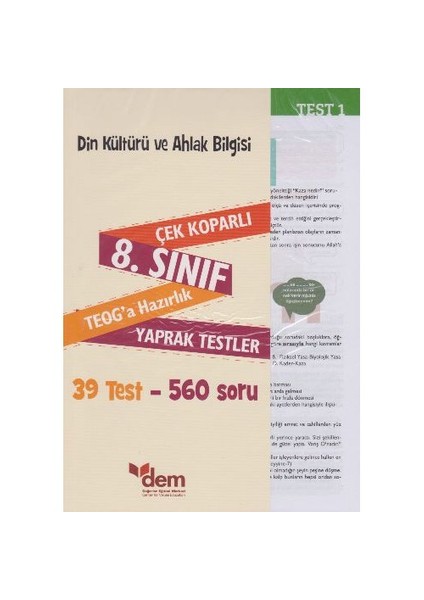 Dem 8. Sınıf Teog Din Kültürü Ve Ahlak Bilgisi Çek Koparlı Yaprak Testler