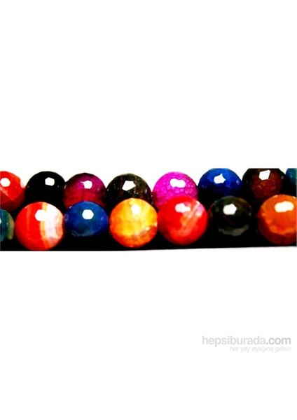 10 mm Faset Kesim Renkli Akik Taşı Tesbih modelleri