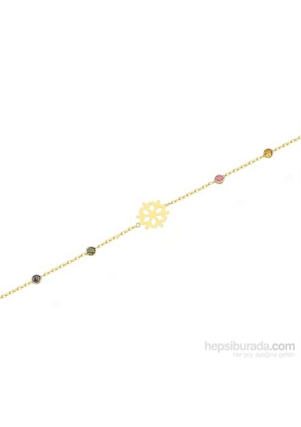 14 Ayar Altın Renkli Taşlı Kar Tanesi Bileklik