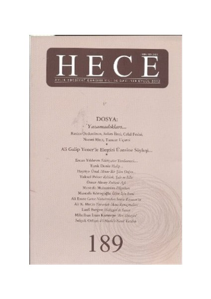 Aylık Edebiyat Dergisi Sayı: 189