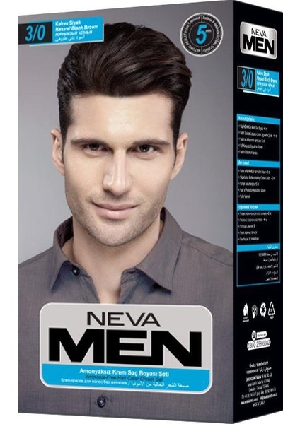 Men Amonyaksız Krem Saç Boyası Seti 3/0 Kahve Siyah