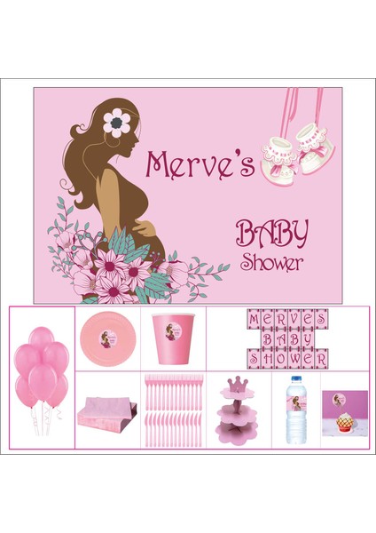 Baby Shower Çocuk Seti Kız Çocuğu Standart 30 kişilik Parti Çocuk