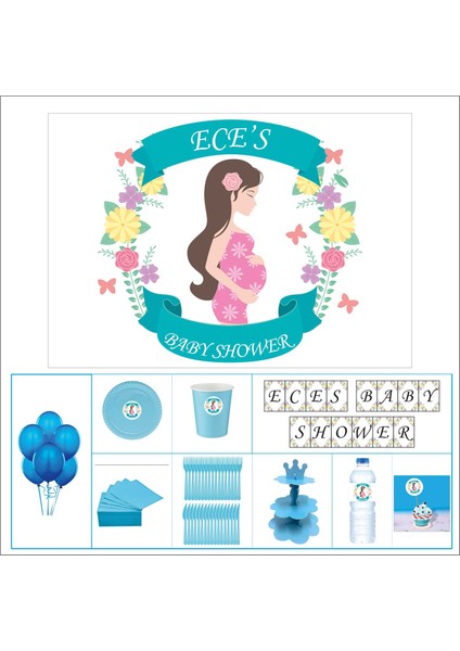 Baby Shower Çocuk Seti Kız Çocuğu Standart 30 kişilik Parti Çocuk
