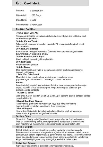 Altı Ay Kınası Çocuk Seti Standart 30 kişilik